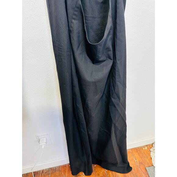 ROHE Black Open Back High Neckline Tie Strap Detail Floor Length Back Slit Dress - Picture 9 of 16